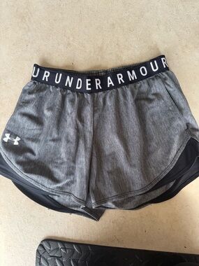 Under Armour Women's Heather Gray Athletic Shorts with Black Waistband